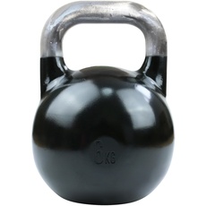 TITAN LIFE PRO Kettlebell Steel Competition 6kg. Schwarz. Professionelle Kugelhantel. Wettkampfeinsatz. Große Bodenfläche. Legierter Stahl