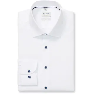 Olymp Langarmhemd »Level 5« body fit, New York Kentkragen, fein gemustert, Businesshemd, weiß