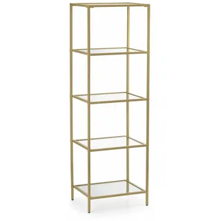 Bücherregal Wandregal Standregal Glas Stahl gold Glamour 125x30x40 cm Dekoration