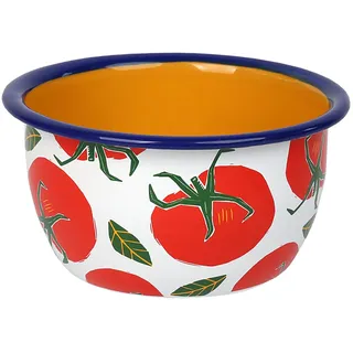 Talking Tables 12 cm Emaille-Schale mit Tomaten Design, 1 Stück, langlebig, bruchsicher, ideal für Snacks, Salate, Suppen, spülmaschinenfest, handgefertigt, 12 cm Durchmesser