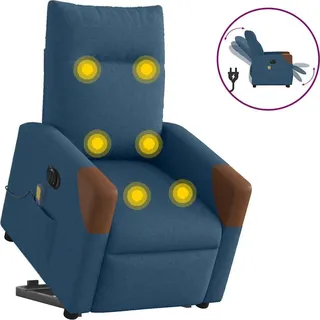 Massagesessel mit Aufstehhilfe Elektrisch Blau Stoff - Blau