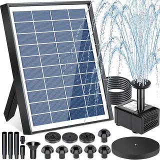 ZQEJEFD Solar Springbrunnen für Außen, 6.5W Solar Teichpumpe, Upgrade Solarpumpe mit 3m Kabel, Solar Wasserpumpe Schwimmender Fontäne Pumpe mit 9 Fontänenstile für Garten, Vogel-Bad,Teich,Wasserspiele