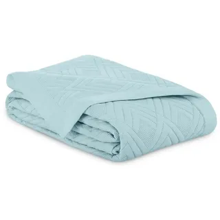 AmeliaHome Tagesdecke 200x220 cm Bettüberwürf zweiseitig Ultrasonic Steppung Polyester Ophelia Hellblau