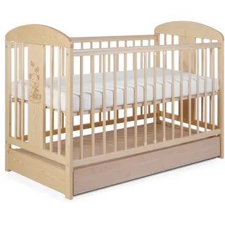 Kinderbett, Babybett, Gitterbett 120x60cm tomi 20 Kiefer mit Schublade - Braun