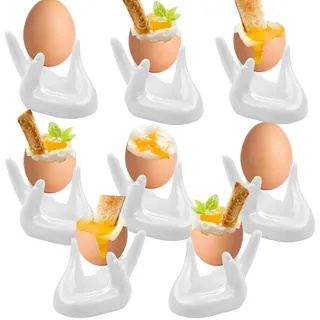 Liuer Eierbecher, 8PCS Eierbecher Weiß,Lustig Porzellan Eierständer Eierhalter Eierschale für Rohes Gekochtes Eier Brunch (B)