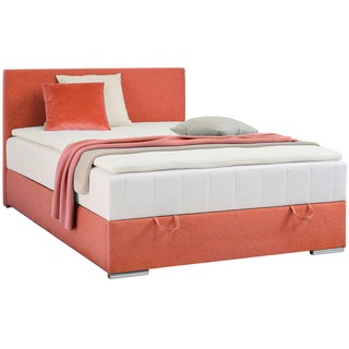 Carryhome Boxbett , Orange , Textil , H3 , 90x200 cm , Topper durchgehend, in verschiedenen Größen erhältlich, Matratze durchgehend , Schlafzimmer, Betten, Boxspringbetten