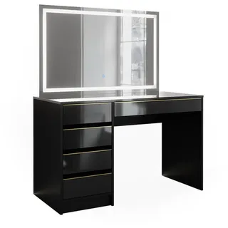 Vicco Schminktisch Sherry Schwarz/Gold 120 cm mit LED-Spiegel, Model 47713 - Schwarz, Gold