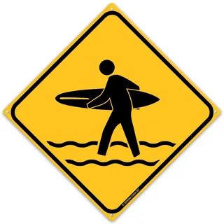 Toothsome Studios Surfer Crossing Blechschild Straßenschild Strand Home Bar Dekor 30,5 x 30,5 cm