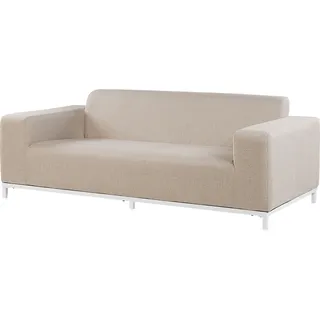Beliani Sofa Beige / weißes Gestell Polsterbezug Indoor & Outdoor Wohnzimmer Salon Balkon Terrasse - Beige, Weiß