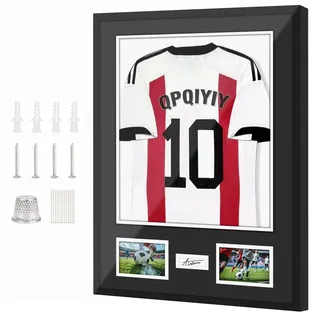 QPQIYIY Trikotrahmen 60x80 cm Trikot Bilderrahmen für Fotos und Autogramme, Rahmen für Fußballtrikot, Basketball, Baseball, Schwarz