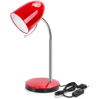Aigostar Schreibtischlampe Kinder Retro E27, Metallische Tischlampe ohne Glühbirne, Desk Lamp mit Flexibler Metallarm, Nachttischlampe, 153 cm Kabel mit Schalter, Rot