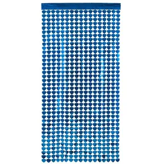 BigBuy Home Vorhang mit Herzen, Blau, 200 x 100 cm