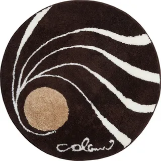 Grund Badteppich , Braun , Textil , Wellen , rund , Oeko-Tex® Standard 100, Made in Europe , rutschfest , Heimtextilien, Badtextilien, Badematten