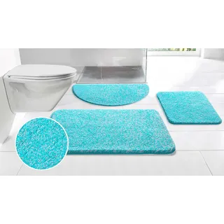 Badematte OTTO HOME "Vanessa meliert, Badvorleger, Badezimmer Teppich, Duschvorleger" Gr. 5, blau (türkis weiß), H:20mm, Polyester, Badematten, Badematte, Badteppich, weiche Haptik, unifarben