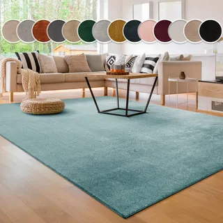 Teppich PACO HOME "Cadiz 630", blau (türkis), B:200cm H:14mm L:280cm, Polyester, Teppiche, Teppich, Uni-Farben, besonders weich, waschbar, auch als Läufer erhältlich