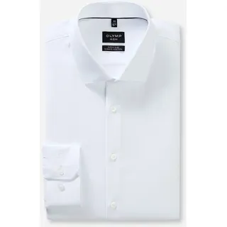 Businesshemd OLYMP "No. Six super slim", Herren, Gr. 36, N-Gr, weiß, Jersey, Obermaterial: 64% Baumwolle, 27% Polyester, 9% Elasthan, Hemden Businesshemd, Jersey-Hemd
