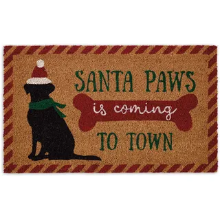 DII Weihnachtliche Fußmatte aus Kokosfaser, für den Außenbereich, Katze und Hund, Fußmatte für Tierliebhaber, 43 x 74 cm, Santa Paws