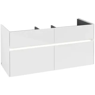 Villeroy & Boch Collaro Waschbeckenunterschrank, 4 Auszüge, Waschbecken mittig, mit integrierter Beleuchtung, 1154x546x444mm, C012B0DH, Farbe: Front/Korpus: Glossy White, Griff: White Matt