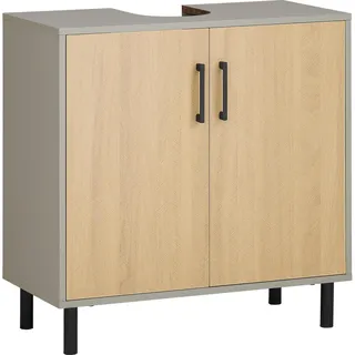 SoBuy Waschbeckenunterschrank Grau , Holzwerkstoff, Metall , 60x60x30 cm , Badezimmer, Badmöbel, Waschbeckenunterschränke