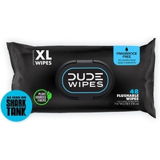 Dude Wipes Flushable Wipes, Unscented & Naturally Soothing, Dispenser Pack (48ct) by Dude Products