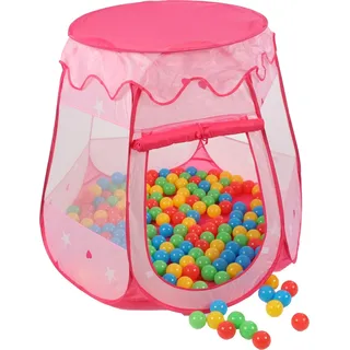 KIDUKU® Kinderspielzelt Pink mit 100 Bällen und Tasche Spielhaus Bällebad Schloss für drinnen und draußen - Rosa