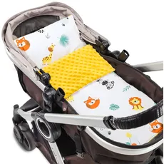 Babydecke Kuscheldecke Baby 75x60 cm - Minky Decke mit Kissen 30x35 cm Neugeborenen Schmusedecke Kinderwagen Set Safari