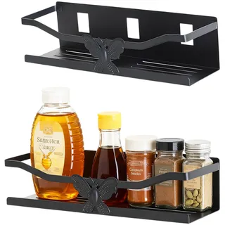 Alyxen 2 Pack Gewürzregal für Kühlschrank, Große und Kleine Regale, Gewürz-Organizer ohne Bohren, Kühlschrank Organizer mit Beweglichen 2 Haken, Kühlschrankregal für Küchenorganisation und Lagerung