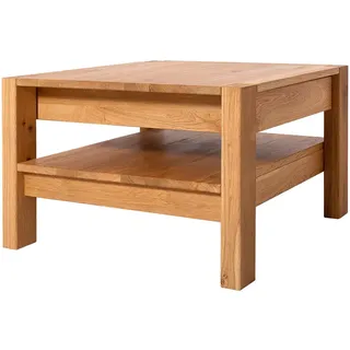 Linea Natura Couchtisch , Wildeiche , Holz , Wildeiche , massiv , 2 Schubladen , quadratisch , eckig , 70x47.5x70 cm , offenes Fach , Holzmöbel, Holztische, Wohnzimmertische Holz, Couchtische Holz