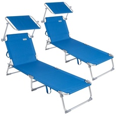 Bild Ibiza Sonnenliege 190 x 59 x 29 cm blau inkl. Sonnendach klappbar 2 St.