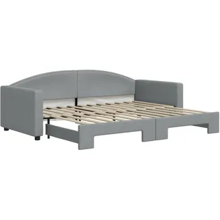 vidaXL Tagesbett Ausziehbar Hellgrau 90x200 cm Stoff - Grau