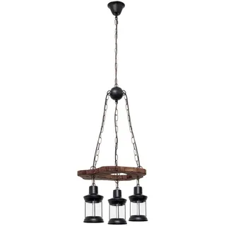 PRENDELUZ Rustikaler Anhänger 3 x E27 braun, ideal für Inneneinrichtung und Ambiente im Vintage- oder Landhausstil.