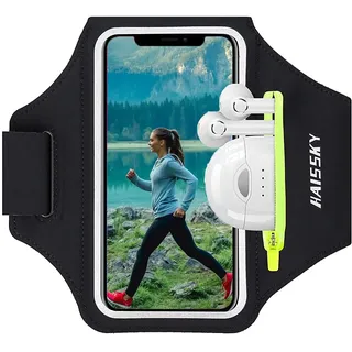 Sportarmband Handy Universal Mit Kopfhörer Running Armband Handytasche für iPhone 15 14 13 12 Pro Max Plus Samsung Huawei Xiaomi bis zu 6,9" Arm Handyhülle Handyhalterung Joggen Armtasche