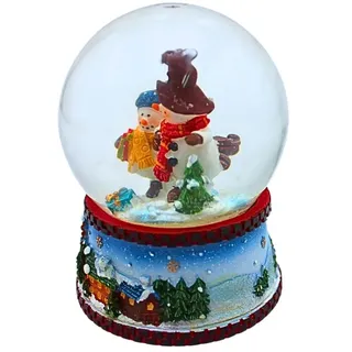 Dekohelden24 Schneekugel, Schneemann mit rotem Schal, Maße H/B/Ø Kugel: ca. 8,5 x 6,5 cm/Ø 6,5 cm.