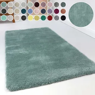 Esprit Hochflor-Teppich ESPRIT "Relaxx ESP-4150", blau (türkis, grau), B:300cm H:25mm L:390cm, Kunstfaser, Teppiche, Wohnzimmer, sehr große Farbauswahl, weicher dichter Hochflor