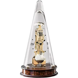 Hermle 22716-030791 Mechanische Tischuhr mit Verglasung, Nussbaum, Ø 18cm x 35cm