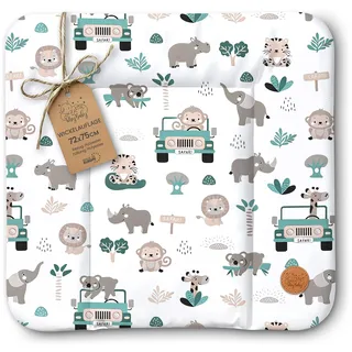 Wickelauflage Wickelunterlage abwaschbar und wasserdicht 75x72 cm - Wickelmatte zum Auflegen auf Wickeltisch Wickelaufsatz Wickelkommode oder Waschmaschine Oeko-Tex 75 x 72 Afrika