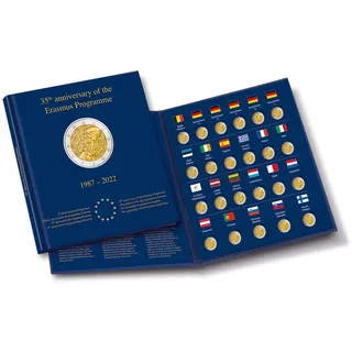 Leuchtturm 365444 Münzalbum Presso Erasmus für 2 Euro Münzen 2022, 23 Fächer für 2-EUR-Münzen