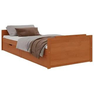vidaXL Massivholzbett mit Schubladen Honigbraun Kiefer 90x200 cm - Braun
