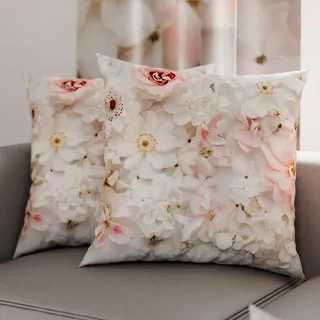 PETTI Artigiani Italiani - 1 Paar Kissenbezüge 30 x 30 cm aus Mikrofaser, Dekokissen für Schlafzimmer, Sofa, Wohnzimmer, Set mit 2 Kissenbezügen, Blumenmuster 06 21, 100% Made in Italy