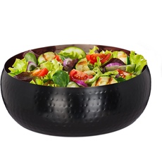 Bild Servierschüssel, gehämmertes Design, Edelstahl, Snacks & Salate, Ø 25 cm, Servierschale Küche, schwarz/kupfer