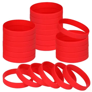 NAHRMY 24 Stück Silikonarmband Silikon Elastische Armbänder für Erwachsene, Rot Gummi Armband Gummiarmbänder Mehrere Farben für Schule Lehrer Team Sport