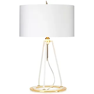 Tischlampe Weiß Gold 74 cm Metall Stoff Modern Design E27 Tischleuchte