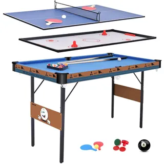 OYE 55Inch 3 in 1 Combo Spieltisch, Faltbarer Billardtisch/Billardtisch, Hockeytisch, Tischtennistisch mit allem Zubehör