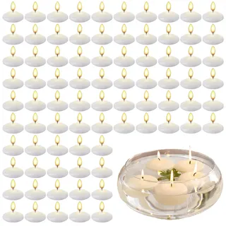 80 Schwimmende Kerzen Weiß Raucharm Unparfümiert, 3,8 X 1,5 CM | Weiße Schwimmkerzen Aus Paraffinwachs Im 80 Set, Ideal Für Pool, Badewanne, Spa, Hochzeit Und Weihnachtsdeko