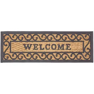 Homescapes FUßMATTE Welcome, Kokos & Gummi 25/75 cm , Naturmaterialen , Rechteckig , 25x75 cm , Teppiche und Böden, Schmutzfangmatten, Fußmatten
