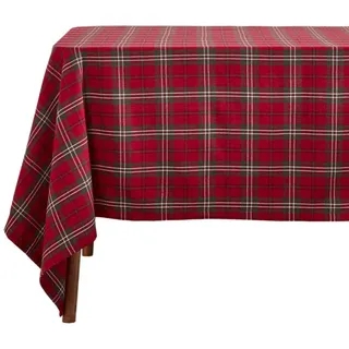 Homescapes Tischdecke Edward rot kariert, 137/228 cm, 100% Baumwolle , Textil , Kariert , Rechteckig , 137x228 cm , Oeko-Tex® , Heimtextilien, Wohntextilien, Tischwäsche, Tischdecken