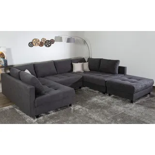 Collection AB »Toni U-Form, B: 298 cm« mit Hocker, 3 Zierkissen, Federkern, grau