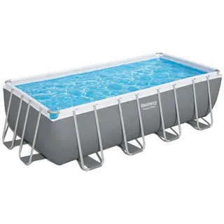 Bestway Pool SET Rectangular 56671 , Blau, Grau, Weiß , Metall, Kunststoff , Uni , 244x122x488 cm , Freizeit & Co, Pools & Wasserspaß, Pools, Aufstellpools