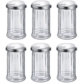 Westmark Zuckerstreuer, 6 Stück, Fassungsvermögen: je 300 ml, Glas/Rostfreier Edelstahl, New York, Silber/Transparent, 652022E2