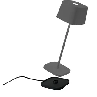 Zafferano - Ofelia Pro Kabellose LED-Tischleuchte aus Aluminium, dimmbar, IP65-Schutz, Indoor/Outdoor Benutzung, EU-Stecker - Höhe: 29cm (Dunkelgrau), LD0870N3 [Energieklasse A+++]